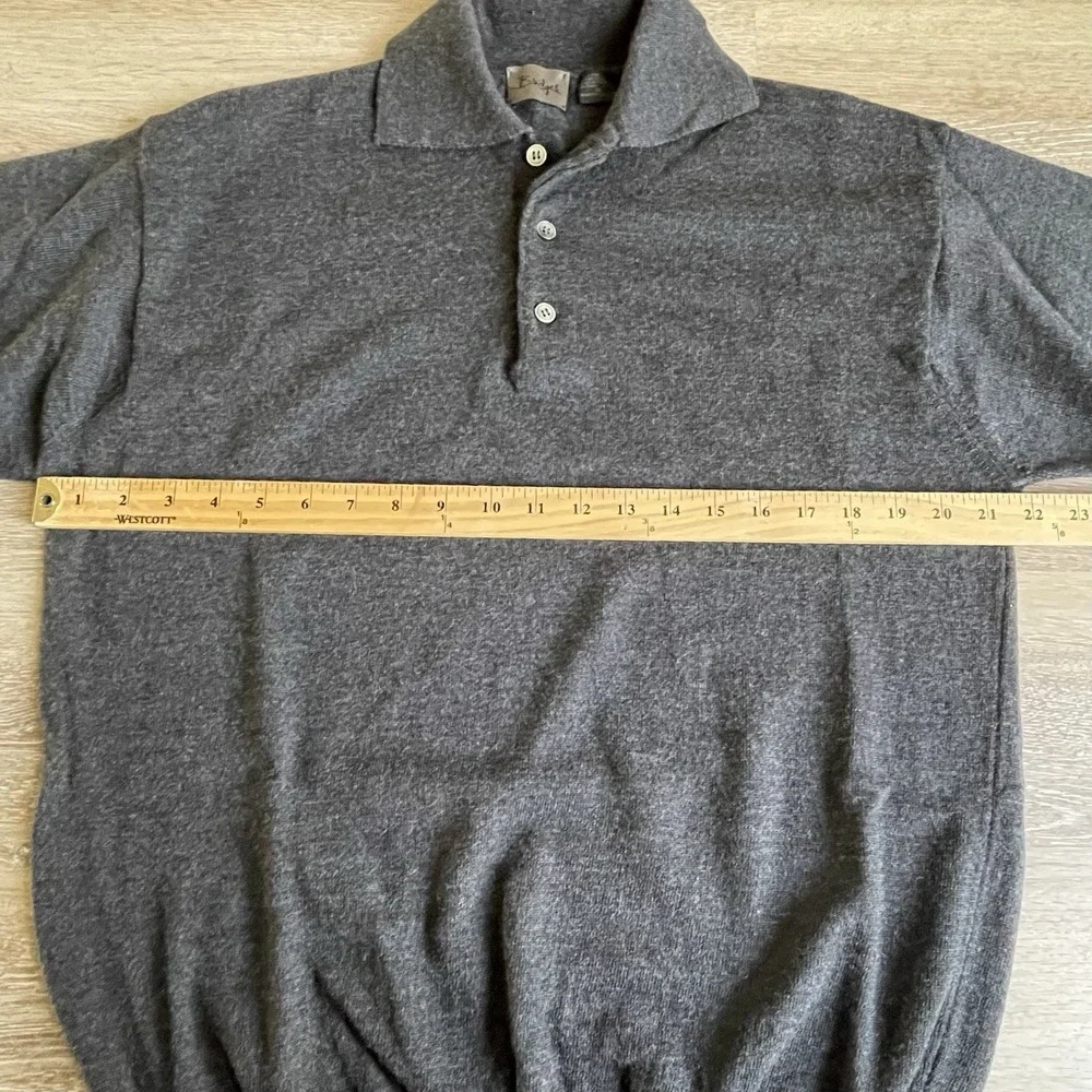 Bridges Sweater Mens 100% Fine Merino Wool Medium Button Collared Charcoal Gray